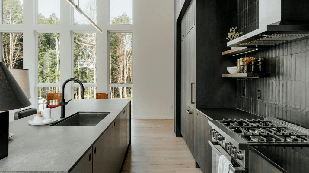 Example of dramatic stone countertops trending in luxury kitchen remodels.