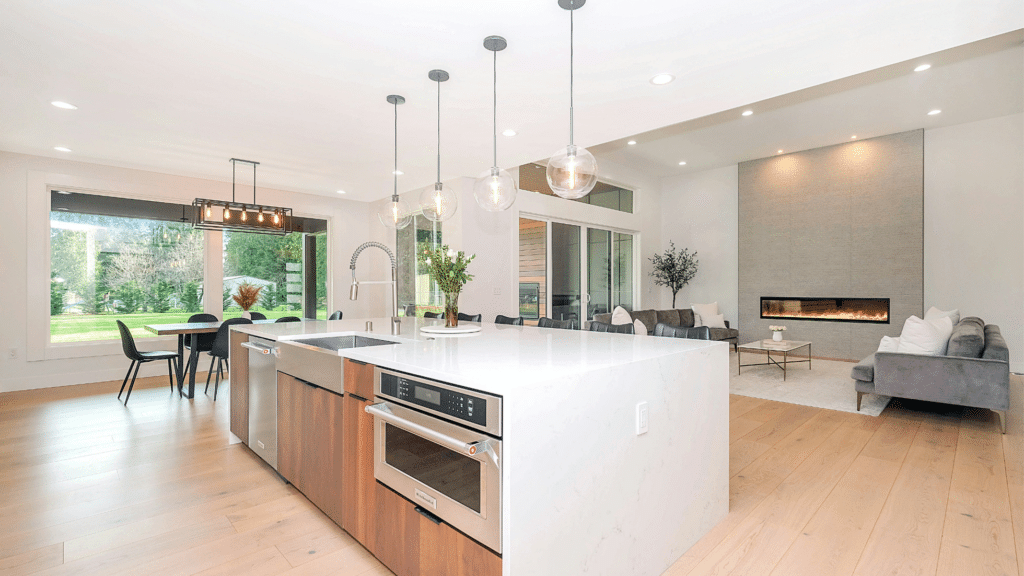 Design board illustrating the rise of warm minimalism in kitchen designs.